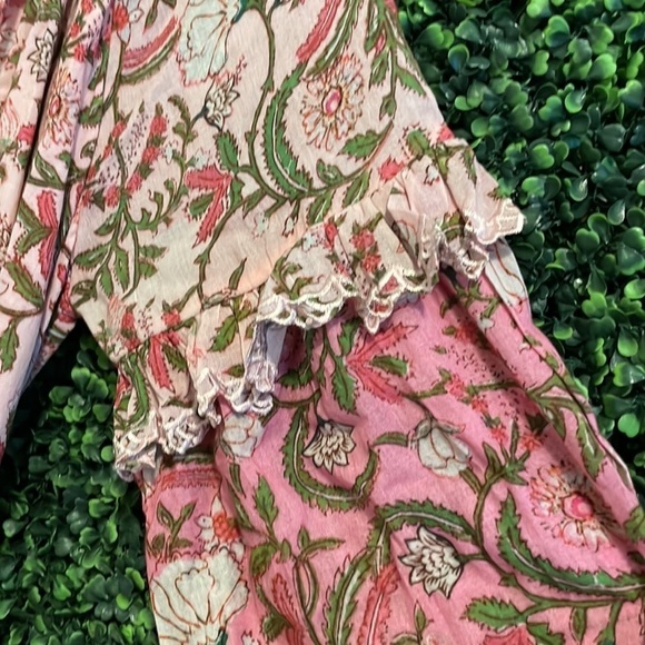 NWT HEMANT & NANDITA Midi Tiered Floral Dress with Braided Belt - Picture 10 of 11